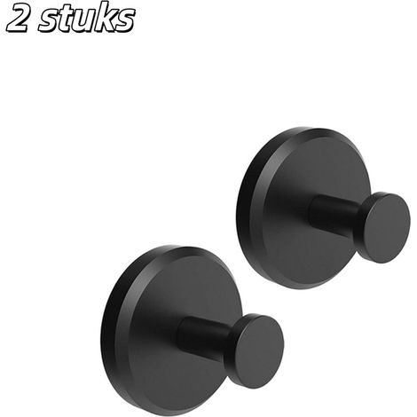ZHIJIA PREMIUM Lot de 2 crochets suspension ventouses acier inoxydable sans perçage douche salle de bain cuisine verre carrelage serviettes peignoirs bombes de bain noir (1/5)