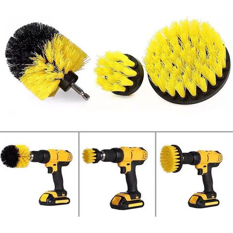 Brosse Perceuse, 3 pièces Brosses de Forage, Outil de Brosse Perceuse Nettoyage Kit, Drill Brush pour Surfaces de Salle de Bain, Sol, Baignoire Carreaux et Voiture  2 pouces + 3,5 pouces + 4 pouces ja