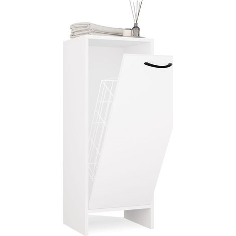 Nina 1K Badezimmerschrank, weißes Regal, 1 Wäschekorb, Badezimmersäule (1/5)
