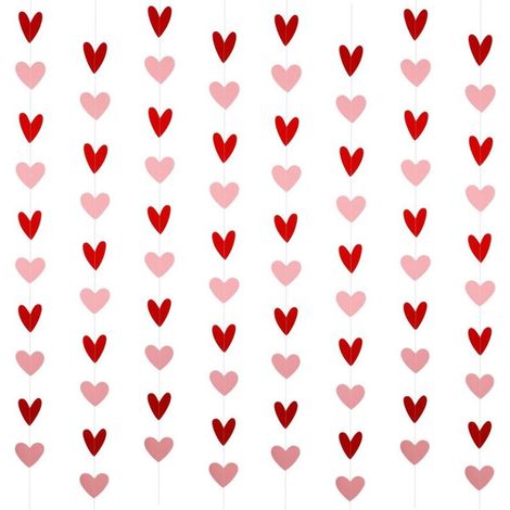 Couronne Cœur - Décoration Saint-Valentin en Papier - Rouge et Rose - Pour Fenêtre Plafond ou Table - Lot de 8 avec Cordon de Suspension (1/5)