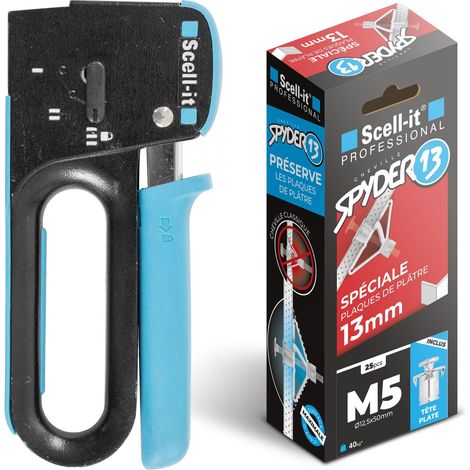 Scell-It – Pack pince à cheville Molly OPTEE avec 25 chevilles SPYDER13 M5 – Fixation plaques de plâtre 13 mm – Ancrage solide et durable