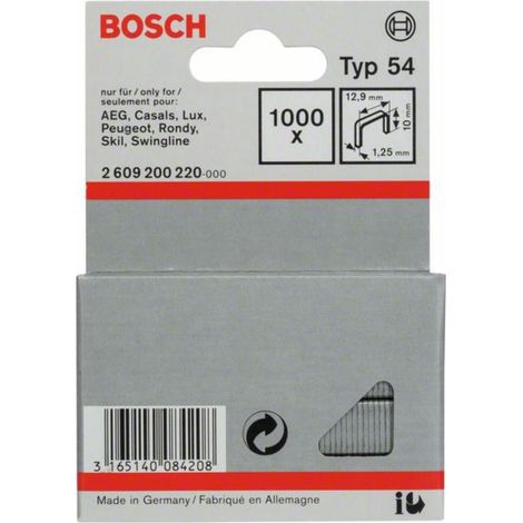 Agrafe à fil plat type 54 Bosch, 12,9 x 1,25 x 10 mm -2609200220