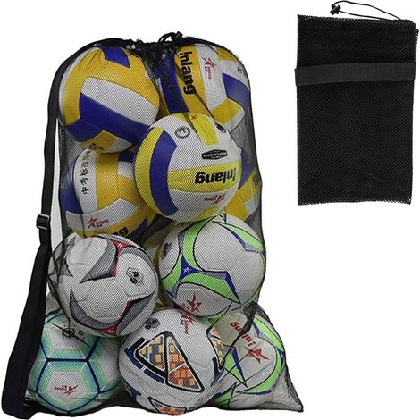 Sac de Ballon en Filet, Sac à Ballons de Foot, Sacs de Rangement pour Football, pour Basket-Ball Football Volley-Ball, Tennis, Rangement des Équipements de Sport Plage, 72 X 100 cm, Noir (1/5)