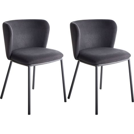 Set of 2 Dining Chairs MINA Fabric Black (1/5)