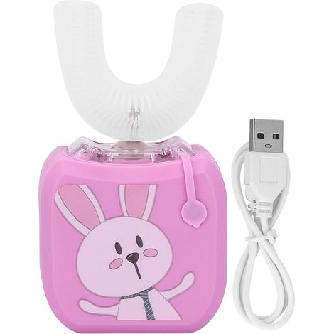 Brosse à dents électrique sonique en U pour enfants - Soin buccal intelligent avec design cartoon (Rose) (1/5)