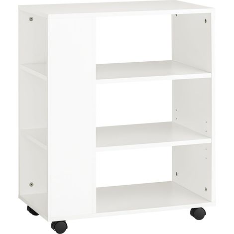 SoBuy Cassettiera Ufficio da Scrivania Porta Stampante su Ruote Schedario da Ufficio con Ripiani Regolabili Mobiletto Portaoggetti Mobiletto Salvaspazio Bianco 60x35x75cm FBT68-W