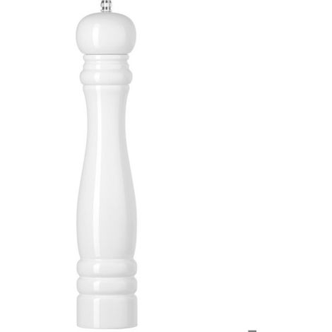Moulin À Sel - Bois D'hévéa Verni - Hauteur 315 Mm - Diamètre 60 Mm - Blanc - 1 Pièce (1/2)
