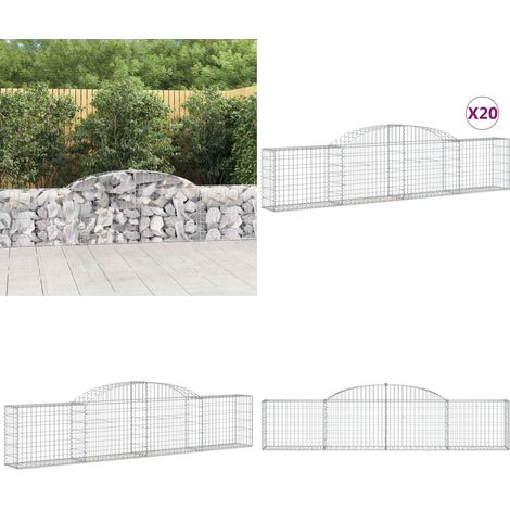 Paniers à gabions arqués 20 pcs 300x30x60/80 cm Fer galvanisé - Panier Gabion - Gabion - Clôture Gabion - Décoration Jardin - Mur Gabion - Home & Living