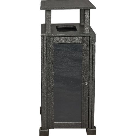Station de Tri Sélectif en Matière Recyclée - 1 Flux avec Toit - Noir Carbone - Probbax (1/3)
