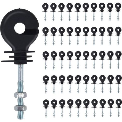 Isolateurs à Visser,50 Pièces isolateur Cloture Electrique Clous d'isolation de clôture électronique Isolateur de Poteau de clôture,Accessoires de clôture électronique,pour Poteau en Bois (1/5)