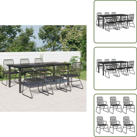 The Living Store Ensemble à manger de jardin 7 pcs Noir Rotin PVC - Chaise de jardin (1/5)