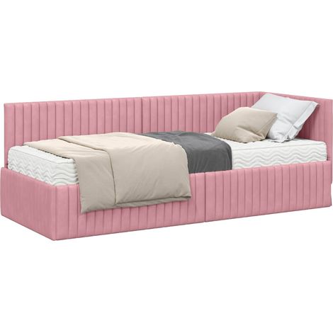 Maison Exclusive - Struttura Letto Angolare con Materasso 2 pcs Grigio Velluto (1/5)