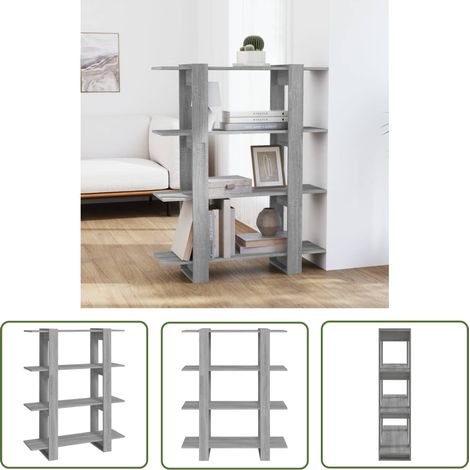 The Living Store Bibliothèque/Séparateur de pièce Sonoma gris 100x30x123,5 cm - Bibliothèque - Étagère - Meuble De Rangement - Mobilier Intérieur - Séparateur De Pièce (1/5)
