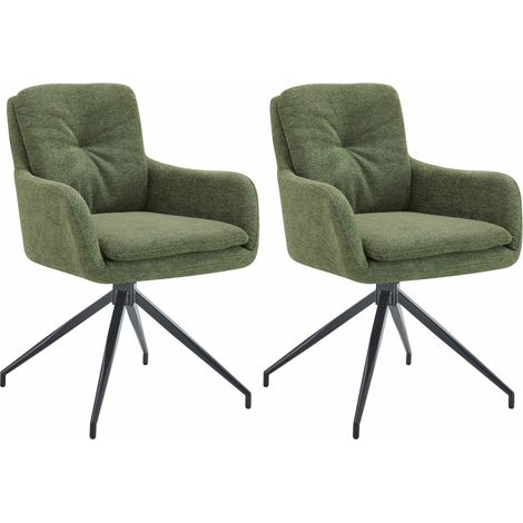 Set di 2 sedie da pranzo in tessuto Pickett verde
