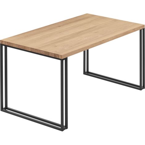 LAMO Manufaktur Esstisch Küchentisch, 140x60x76 cm (AxBxH), Frame, Natur / Schwarz, LNG-01-A-002-9005Fr