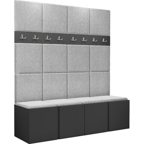 Conjunto para recibidor Pinis V, Abriamo 6, 186x168x46cm, Aglomerado laminado, Tapiz, Colocada, Montada en la pared