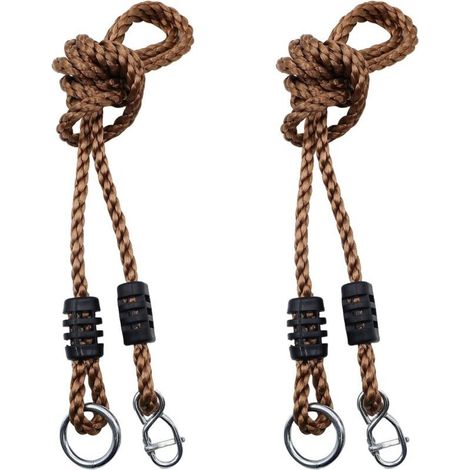 2 Pcs Cordes Balancoire Réglables Cordes Extension Balançoire Exterieur Peut Supporter 200 kg 2 m Réglables Balançoires Sangles pour Hamacs et Balançoires Intérieur et Extérieur (1/5)