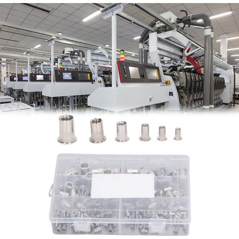 Boîte de 180 écrous à sertir en acier inoxydable 304, à tête plate, filetage M3/M4/M5/M6/M8/M10. (1/5)