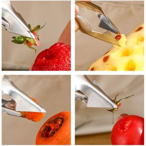 Outil Pour Retirer Les Tiges - Acier Inoxydable - Pour Fruits Et Légumes - Compatible Lave-Vaisselle - 2 Pièces (1/4)
