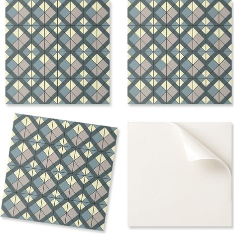 Vinilo autoadhesivo decorativo de pared con estampado geom茅trico a cuadros, 9x30x30 cm.