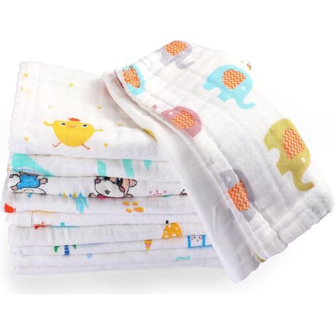 10er-Packung muslimische Baby-Spucktücher – weiche Waschlappen – 50 x 25 cm – 6-lagig, weich und saugfähig, für Neugeborene – Babybadewanne (1/5)