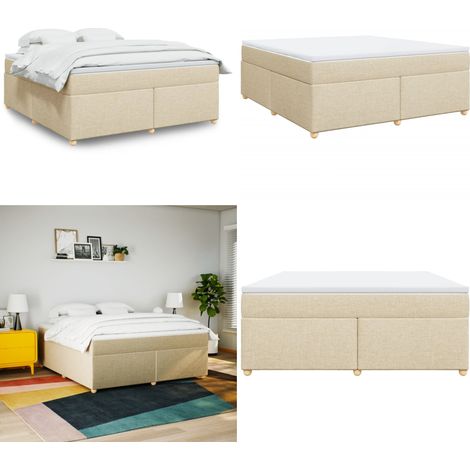 vidaXL Boxspringbett mit Matratze Creme 180x200 cm Stoff (1/5)
