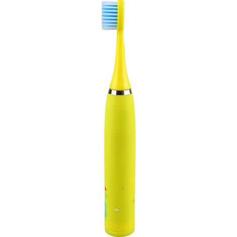 Brosse à dents électrique enfant 4 vitesses, 8 têtes, recharge USB, brosse dentaire jaune pour enfants, kit complet hygiène bucco-dentaire. (1/5)