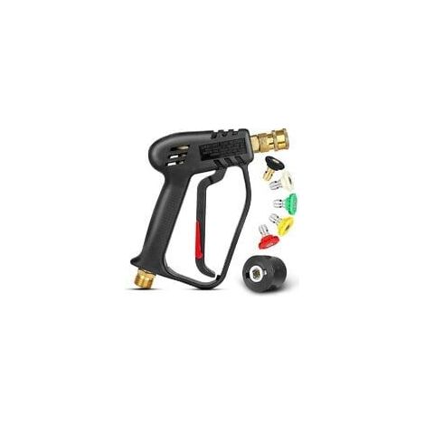 Pistolet de lavage haute pression 4000 PSI avec 5 buses interchangeables, pistolet de lavage à jet avec connexion rapide 1/4 et coupleur M22 crea
