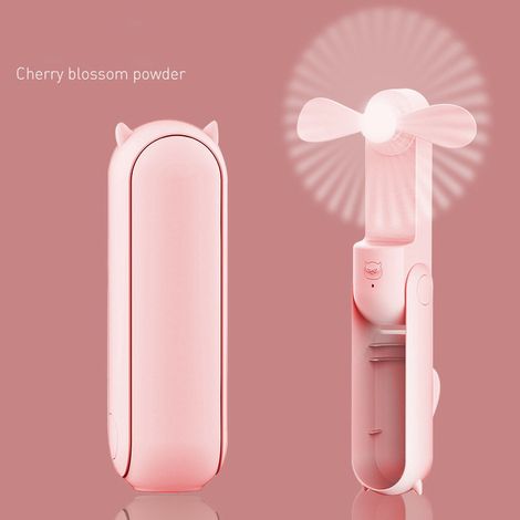 Nouveau ventilateur portable multifonctionnel pour étudiants, ventilateur de poche rechargeable par USB, mini ventilateur pliable rose (1/5)