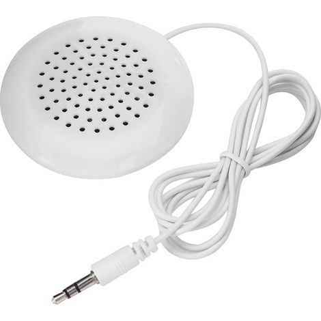Haut-parleur d'oreiller, mini haut-parleur de caisson de basses puissant portable blanc 3,5 mm compatible avec MP3 pour téléphone (1/5)