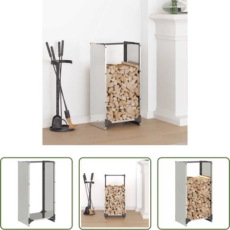 Support bois de chauffage - Portant de bois de chauffage 40x30x80 cm acier inoxydable (1/5)