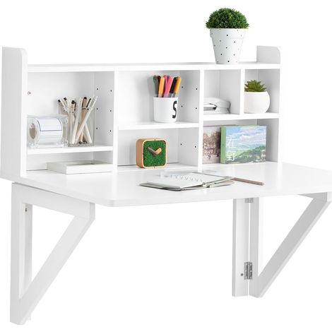 Sobuy – Bureau table murale rabattable FWT07IIW – Armoire intégrée – Dimensions L90 x P60 x H78 cm – Capacité de charge 48 kg – Table cuisine pliable