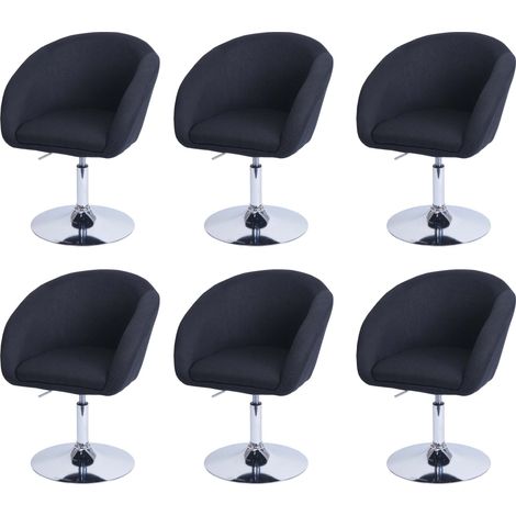 6er-Set Esszimmerstuhl HHG-247, Küchenstuhl Drehstuhl Loungesessel, drehbar höhenverstellbar Stoff/Textil anthrazit (1/5)