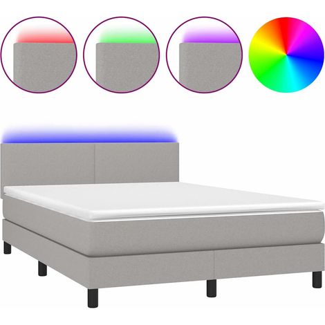 Maison Exclusive - Boxspringbett mit Matratze & LED Hellgrau 140x (1/5)