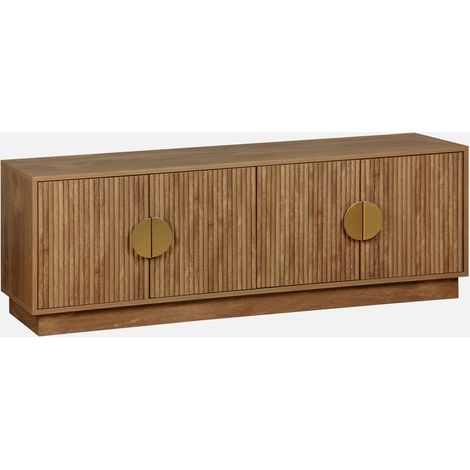 Mueble TV 4 puertas efecto madera de mango exótico, 140cm (1/5)
