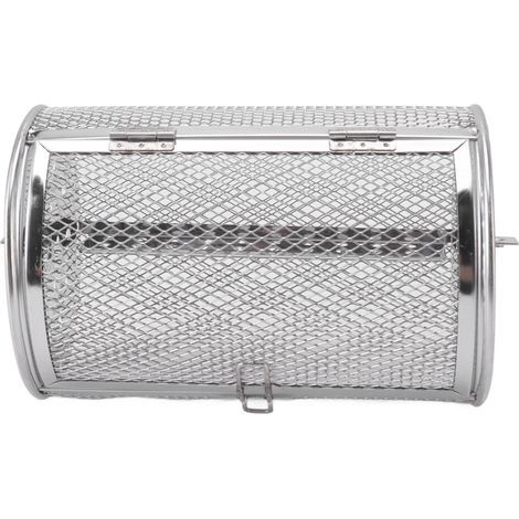 Stainless steel rolling grill basket, round barbecue cage, mesh for peanuts, nuts and vegetables A (1/5)