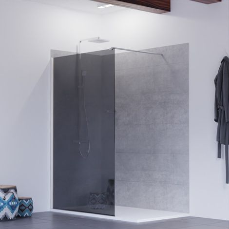 Cuisibane – Paroi de douche en verre trempé 8 mm – Miroir effet fumé 100 cm – Système Stop Water pour étanchéité – Hauteur 200 cm (1/2)