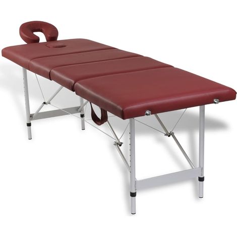 Table pliable de massage Rouge 4 zones avec cadre en aluminium 217398 Maison Chic (1/4)