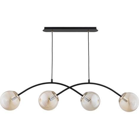 Suspension moderne noire ambre dorée 4xE14 BESTER Alfa (1/2)