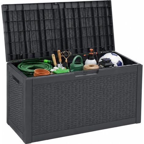 60 Gallons Coffre de Rangement Extérieur, Coffre de Terrasse en Résine 227L avec Couvercle Verrouillable, Aspect Rotin Résistant à l’Eau pour Coussins, Outils, Piscine, Jouets et (1/5)