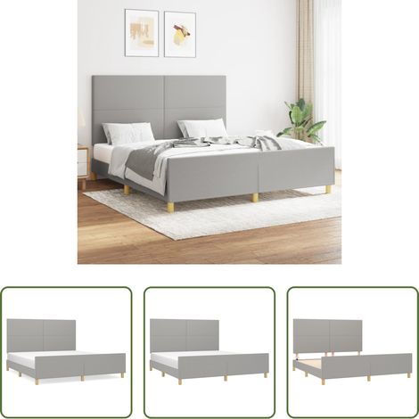 Kopfteil - Bettgestell ohne Matratze Hellgrau 160x200 cm Stoff (1/5)