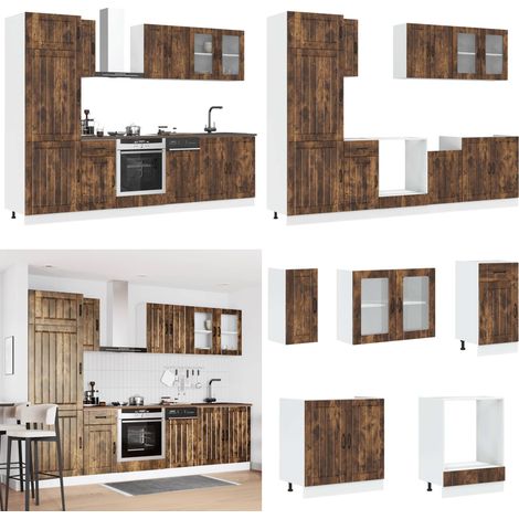 vidaXL 8-tlg. Küchenschrank-Set Kalmar Räuchereiche Holzwerkstoff