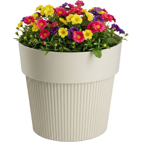 SILVA LINE Recycling-Blumentopf beige h13,8x16 cm