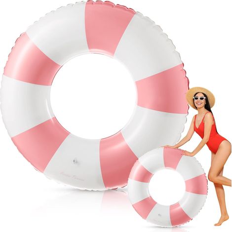 Anneau de Natation Bouée de Piscine, Anneau de Natation Gonflable Adulte, Bouée Gonflable Rétro Rayée en PVC Bouée Piscine, pour Les Vacances à la Plage et Les fêtes de Piscine (1/4)