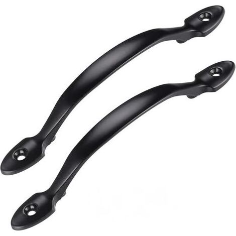 2Pcs Poignée de Traction de Porte Noir avec Vis, Poignee de Porte Interieur en Acier Inox, Poignée de Porte d’Armoire, Poignée de Hangar, Poignee de Porte de Garage, Porte de Jardin en Bois (1/5)