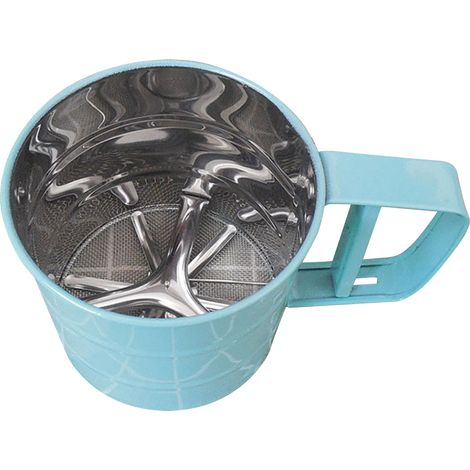 Tamiseur à farine en acier inoxydable, résistant à la corrosion, sans odeur, beau, tamis à farine bleu, portable pour pâtisserie (1/5)