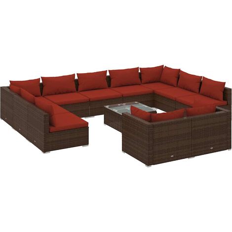 Maison Exclusive - 12-tlg. Garten-Lounge-Set mit Kissen Braun Pol (1/5)