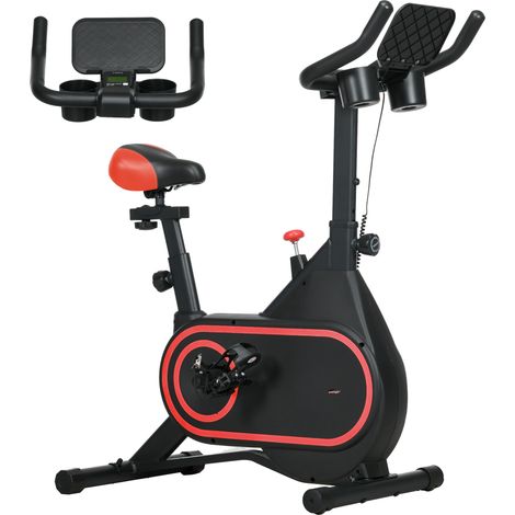 Beyamis Heimtrainer mit 4 kg Schwungrad, einstellbarem Widerstand, LED-Display, leisem, verstellbarem Sitz, rot und schwarz