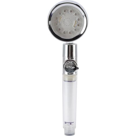Pommeau de douche LED à 3 couleurs changeantes, température réglable, avec filtre et interrupteur pause (1/5)