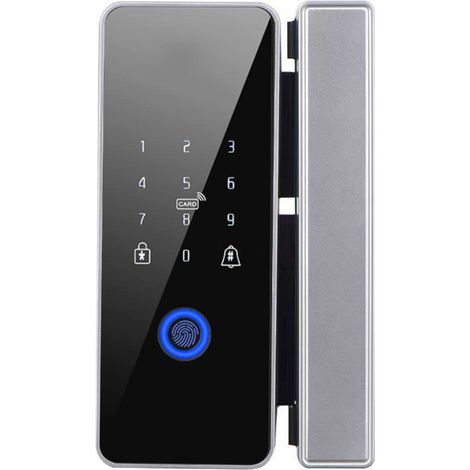 Tuya vernetztes Glastürschloss ohne Bohren, Fingerabdruckcode, Silber (J01)